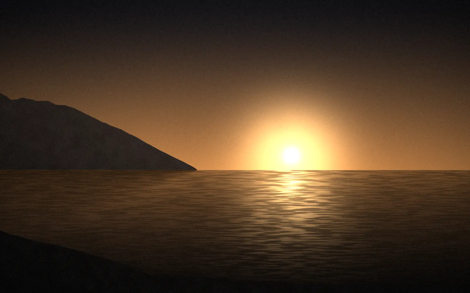 A headland above the sea at sunset